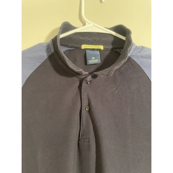 Mens Scotch & Soda Coffee Helps Navy & Blue Collard Polo Shirt Size L Cotton - Picture 6 of 12